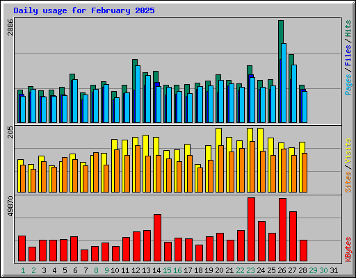 Daily usage for February 2025