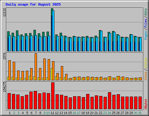 Daily usage for August 2025